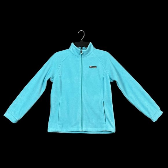 Columbia Youth Girls Full Zip Fleece Jacket Size 18 (XL) Aqua Zip Pockets - Picture 2 of 13